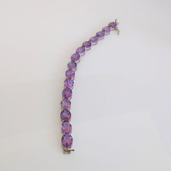 Amethyst Bracelet 48 Carats TW Sterling Silver - Picture 7 of 8